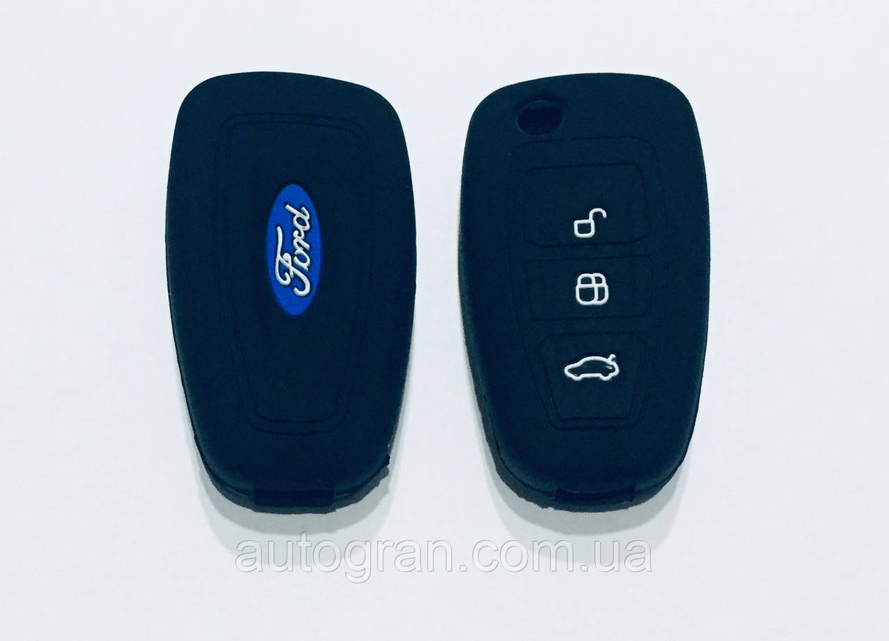 Силіконовий чохол на викидний ключ Ford Focus Mondeo Kuga C-max S-max чорний