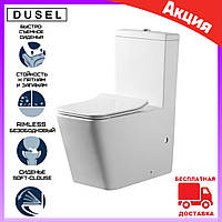 Унитаз напольный с бачком безободковый Dusel Cubis DTPT10201030R. Безободковые унитаз. Унитазы безоободковые