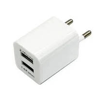 Зарядное устройство сетевой адаптер 2 USB 220 V Кубик Блочок белый (Настоящие фото)