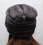 Жіноча модна норкова шапка "Шарпей", фото 3