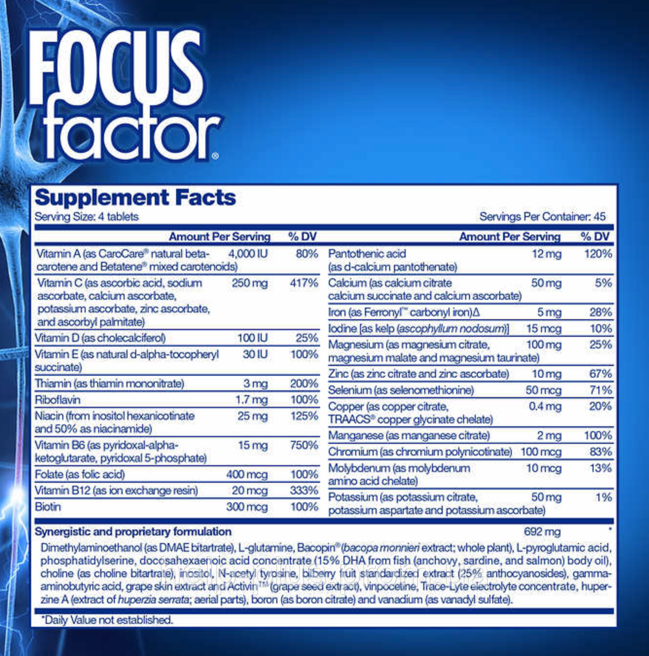 Пищевая добавка для мозга 180шт FOCUS Factor США - фото 4 - id-p1281599959