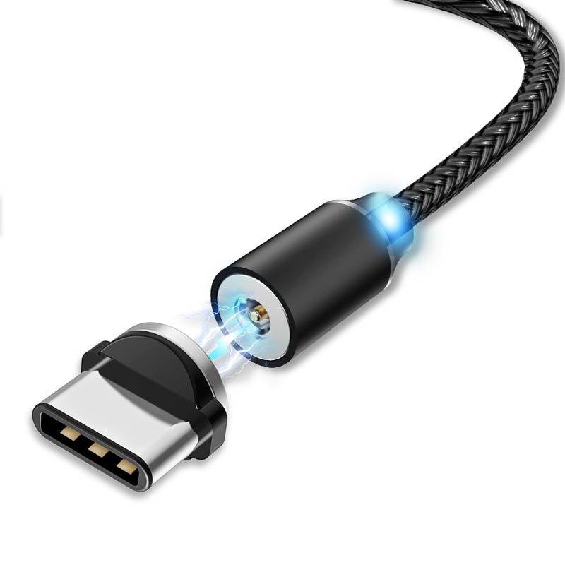 Магнітний кабель для заряджання Usams USB Type-C 1 m 2.1 A 360° чорний (US-SJ293-BL)