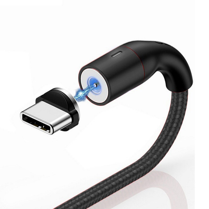 Магнітний кабель для заряджання Usams USB Type-C 2m 2.4 A 360° чорний (US-SJ337-BL)
