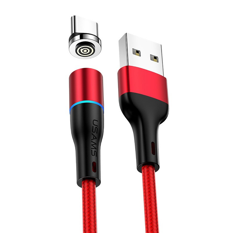 Магнітний кабель синхронізації Usams USB Type-C 1 m 3 A 360° червоний (US-SJ353-RD)