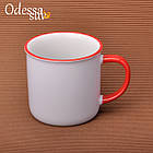 Чашка КЕРАМIЧНА  (форма як емальована) червоний обідок і ручка