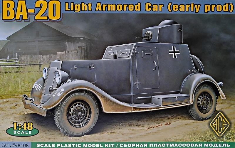 Пластикова модель 1/48 ACE 48108 Радянський легкий броньований автомобіль БА-20, ранній випуск