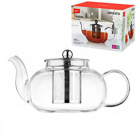Чайник для заварювання Ardesto Gemini 800 мл AR1908GM боросилікатне скло нержавіюча сталь