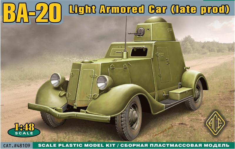 Пластикова модель 1/48 ACE 48109 Легкий броньований автомобіль BA-20 (пізній випуск)