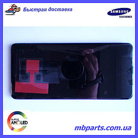 Дисплей з сенсором Samsung А415 Galaxy А41 Black, GH82-22860A, оригінал з рамкою!