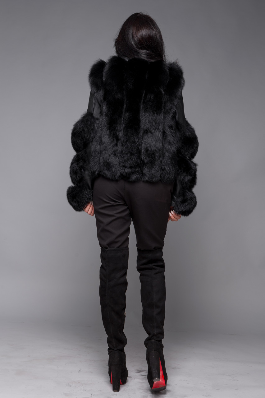 Кожаная куртка косуха с натуральным мехом финского песца - фото 6 - id-p1281679322