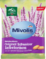 Mivolis Halsbonbons Salbei zuckerfrei льодяники зі смаком шавлії від кашлю й захриплості без цукру 125 г