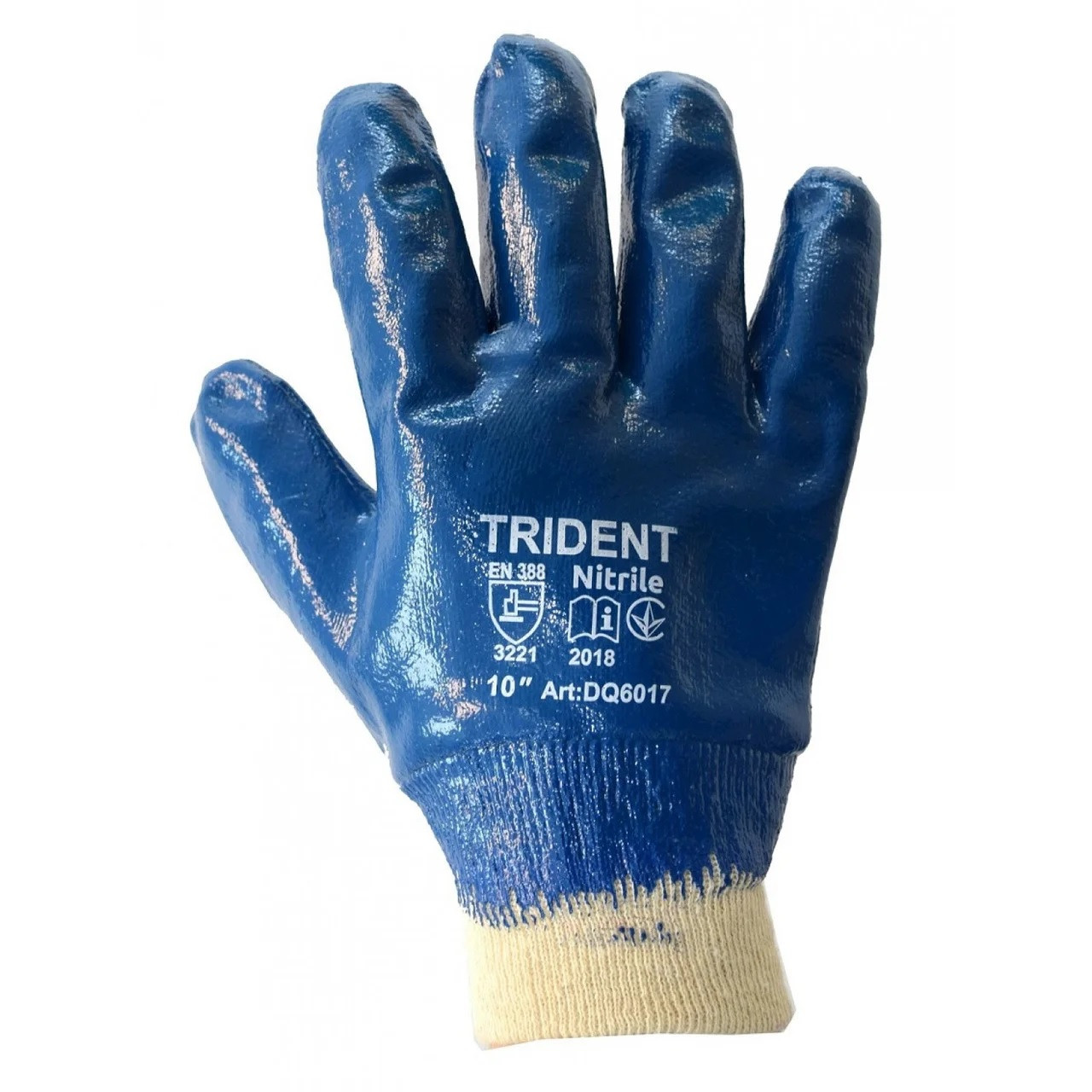 Масло-бензо стійкі рукавички (МБС) з нітриловим покриттям TRIDENT в'язаний манжет