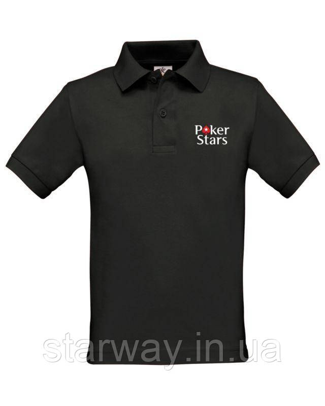 Футболка поло pokerstars логотип принт | чорна теніска
