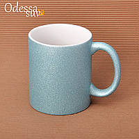 Чашка для сублімації матова ГЛІТТЕР (блакитна)