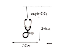 Брошь брошка знак значок врач доктор фонендоскоп стетоскоп черный слушалка медсестра пин