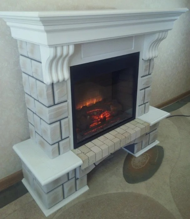 Підлоговий каминокомплект Fireplace Канада Білий ефект живого полум'я зі звуком і обігрівом