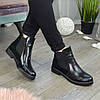 Черевики жіночі на низькому ходу, натуральна замша та шкіра "пітон", фото 4