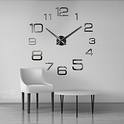 Настінний годинник 3D Великий "Apex" — 3D-годинник самоклеючий з дзеркальним ефектом, діаметр 60-130 см, стрілки 31/39 см