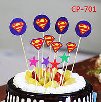 Набор топперов в торт собери сам "Лого Супермен", 10 шт КАРТОН