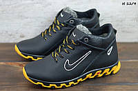Мужские кожаные зимние кроссовки средние Nike топ зима 2023, новые кросовки ботинки кожаные города на меху.