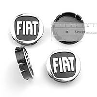 Ковпачки на титани "Fiat" (60/55мм) чорний/хром. пластик об'ємний логотип (4шт)