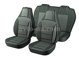 Чохли "PILOT" Aveo III SD 06-12 /Vida SD c12- Кож.зам черн. + тканина чорно/сіра