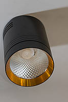 Светодиодный светильник накладной точечный Feron AL542 10W 4000К черный+золото