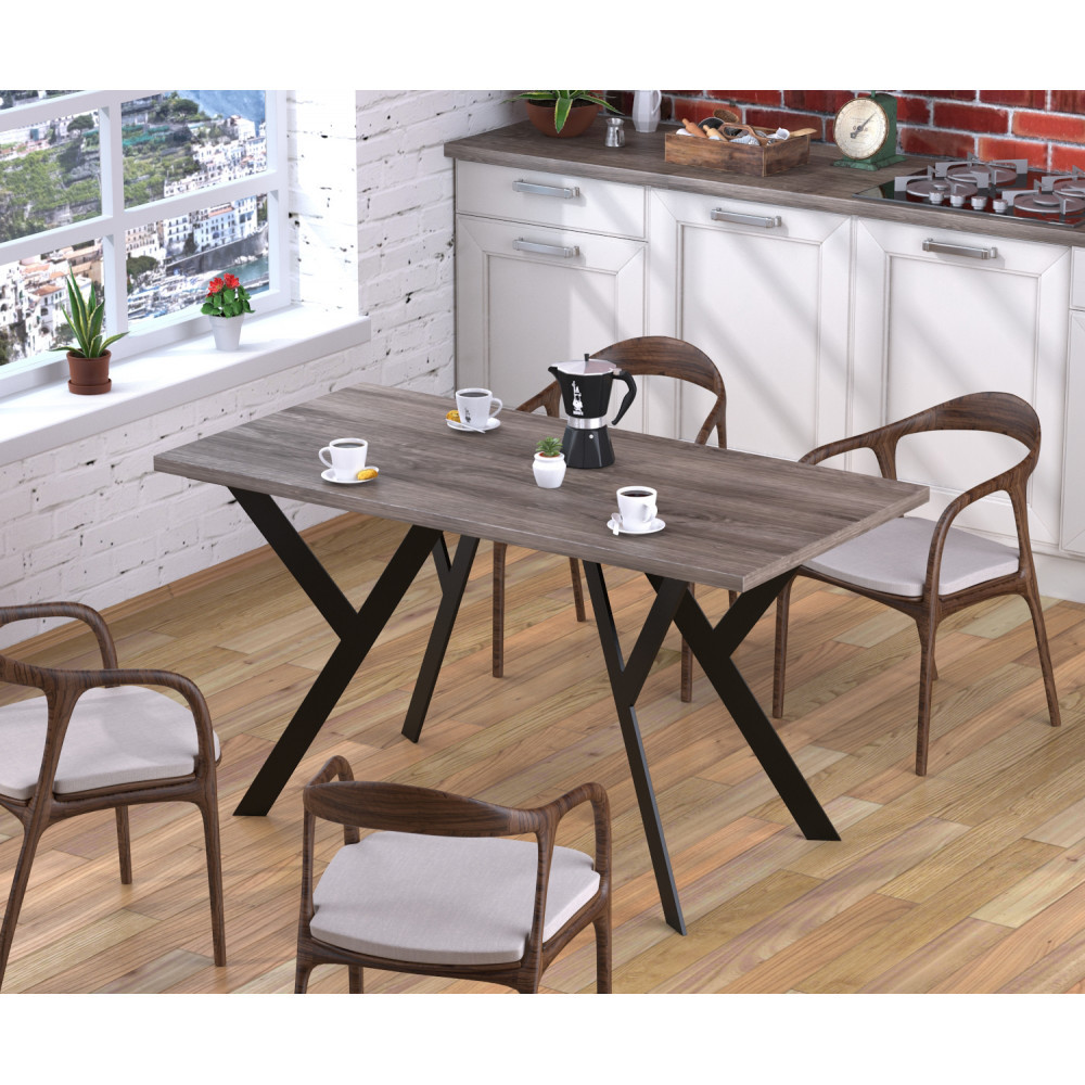 Стіл обідній Ішла LD 138х70х76 см Дуб Палена. Кухонний стіл лофт із металу, фото 1