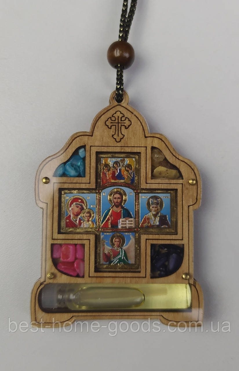 Автомобільна іконка підвіска дерев'яна з маслом.