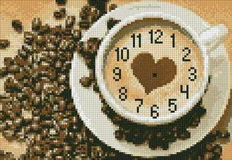 АГ-001. Алмазна мозаїка Годинник Кавовий. 21х30см