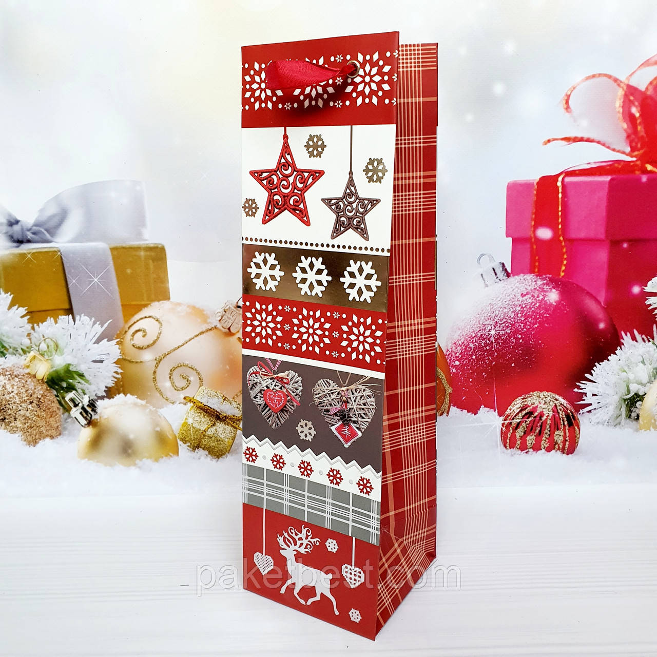 Новорічний подарунковий пакет під пляшку, фото 1
