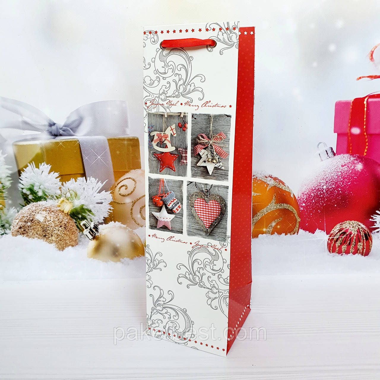 Новорічний подарунковий пакет під пляшку