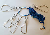 Кукан для риби, застібки 140 мм (5 застібок, шнур 6 м)