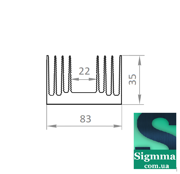 Профіль радіаторний 83 35 рефлений алюмінієвий