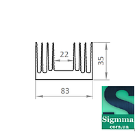 Алюминиевый профиль радиаторный 83х35 мм бп рифленый