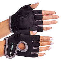 Жіночі рукавички для фітнесу з неопрену (не ковзаючі) розмір L чорно/L сірі
