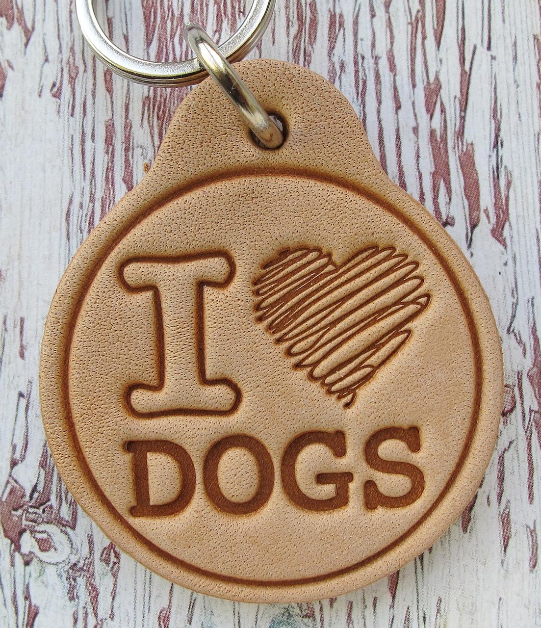 Шкіряний Брелок для ключів I Love Dogs Я люблю своїх собак:)