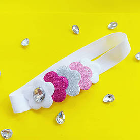 Дитяча пов'язка на голову с бантиками Аніта, рожева з білим