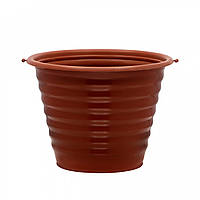Горщик для квітів ребристий коричневий юніпласт