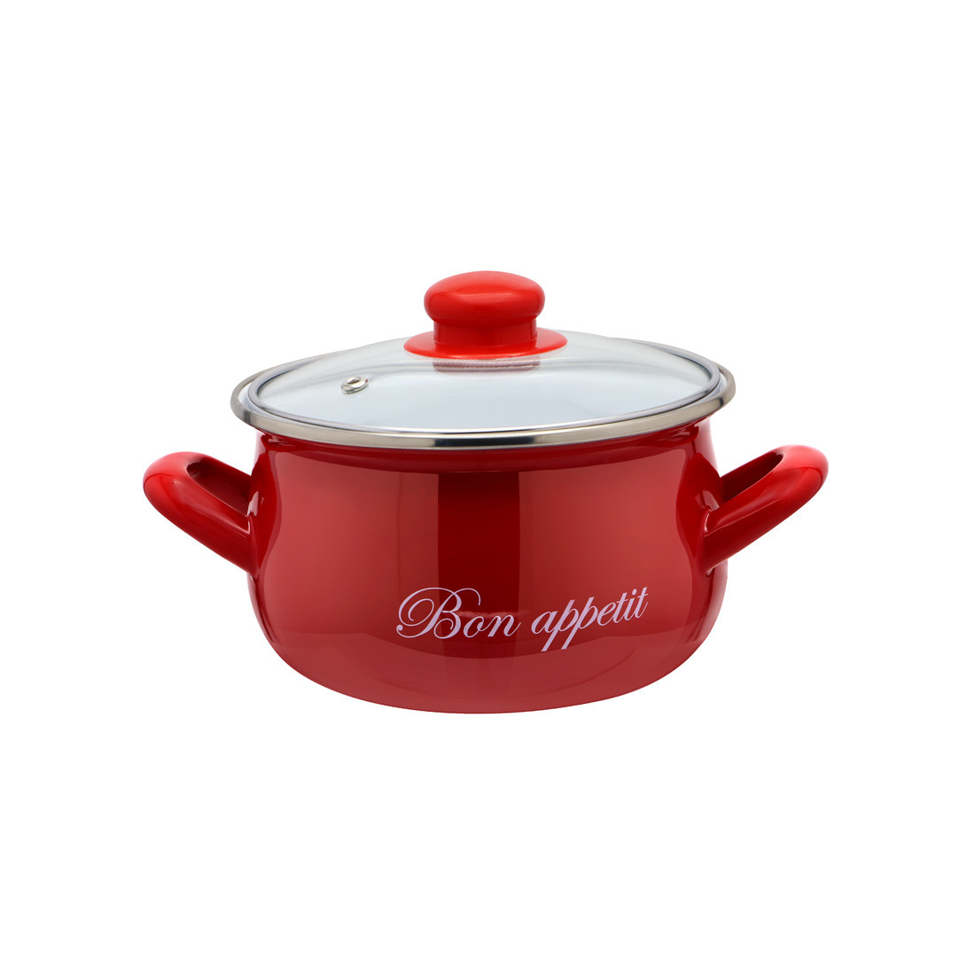 Каструля емальована 2,1 л "Bon appetit" червоний 2234С