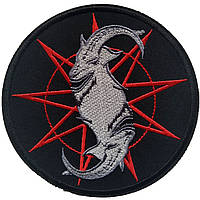 Нашивка Slipknot (goats logo) круглая, черная 100 мм.
