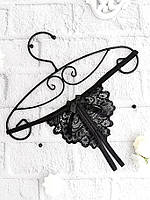 Стринги из ажурного кружева с разрезом Черные. Размеры от XS до XXL