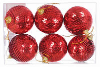 Набор пластиковых шариков, 6 шт, 6 см, красные