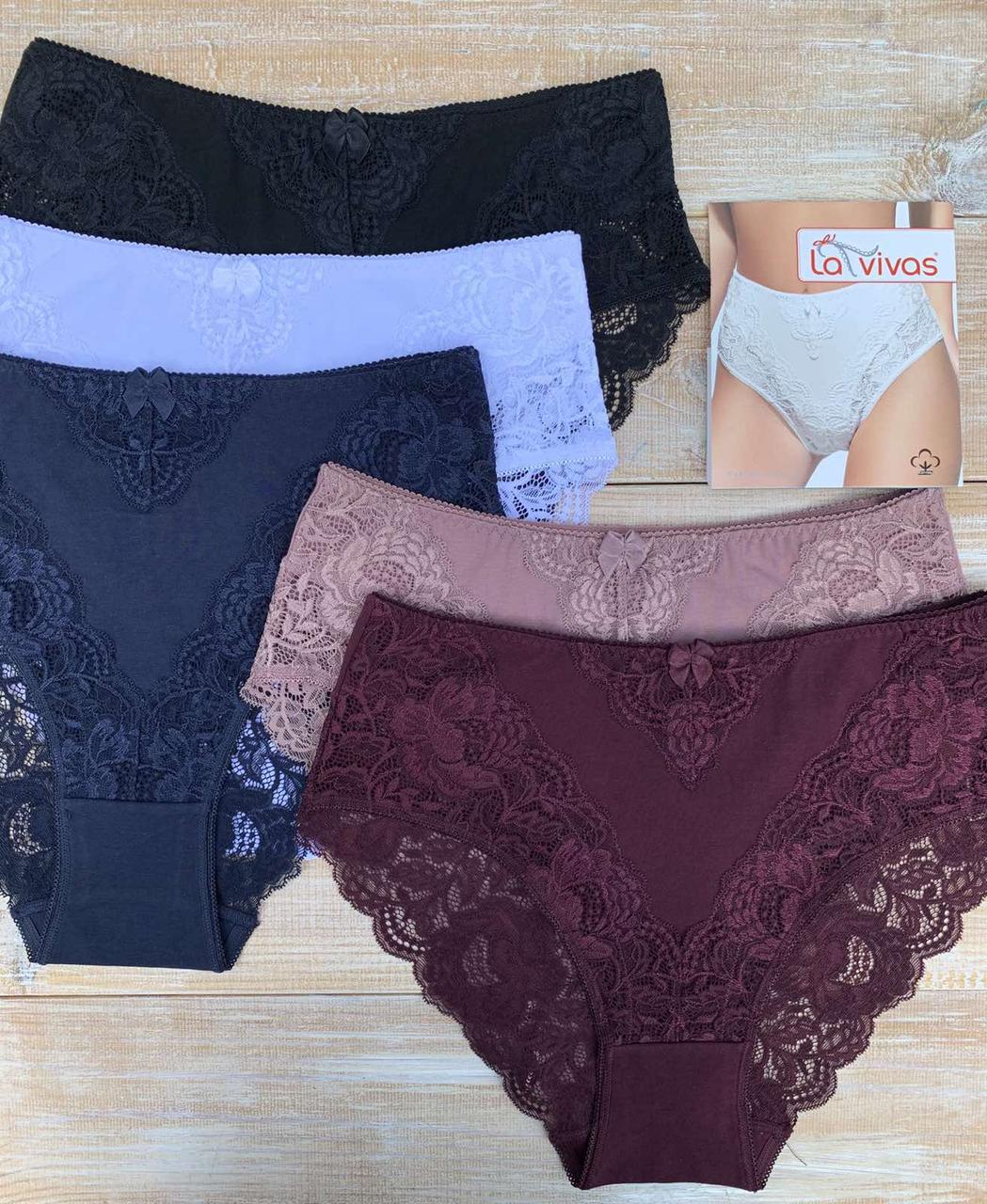 Трусики женские La Vivas 10163 кружевные, цвет Белый, размер XXXL, фото 1