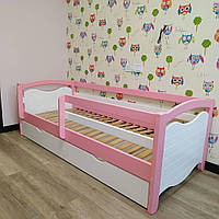 Односпальная кровать "Тахта" - Фабертино бело-розовая, массив ольхи