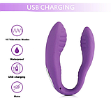 Багатофункціональний подвійний кліторально вагінальний вібратор, одночасна стимуляція клітора та точки G, фото 6