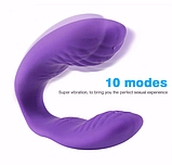 Багатофункціональний подвійний кліторально вагінальний вібратор, одночасна стимуляція клітора та точки G, фото 7