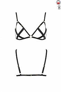 Відкритий бюстгальтер-стрепи Passion Exclusive NICKY BRA L/XL, black