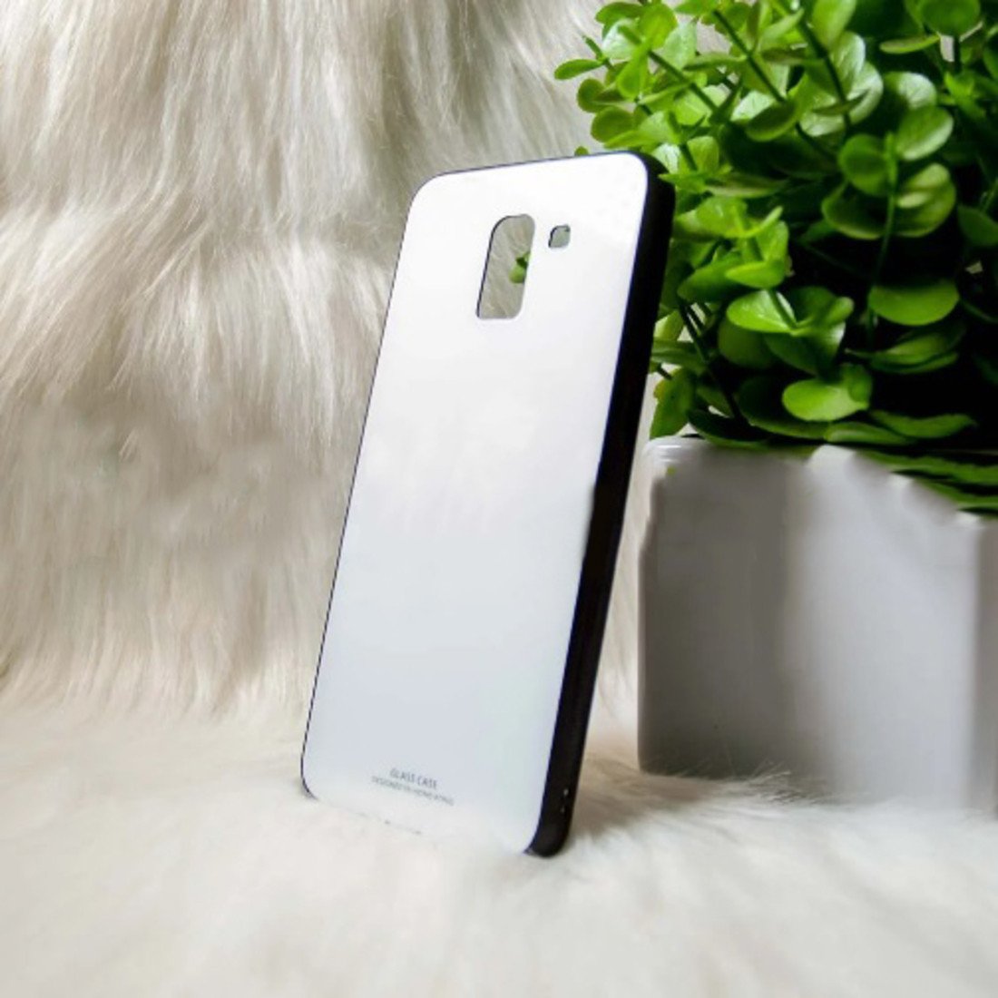 Силіконовий чохол Samsung J6 2018 "Glass" Білий (white)