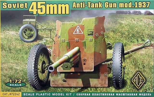 Пластикова модель 1/72 ACE 72242 Радянська 45-мм противотанкова гармата., фото 1